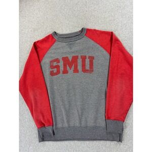 SMU Mustangs Screened‎ Campus Crew Sweatshirt (Men's Large) Gray
